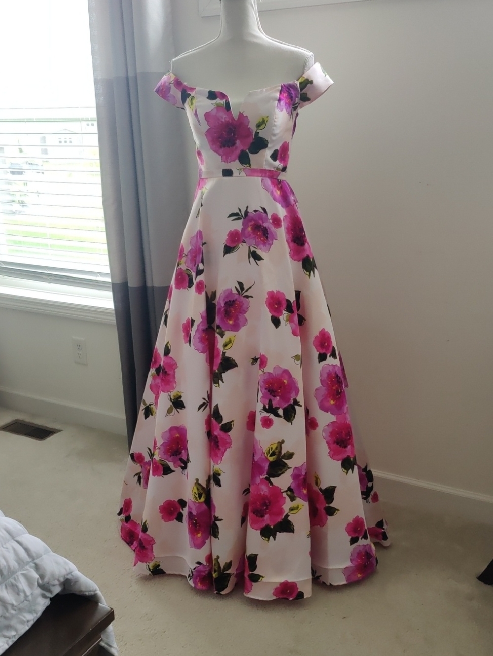 City Studio Shoulder Off Floral Ball Gown Y2K Cottagecore Romantic Chic Prom - Picture 11 of 16